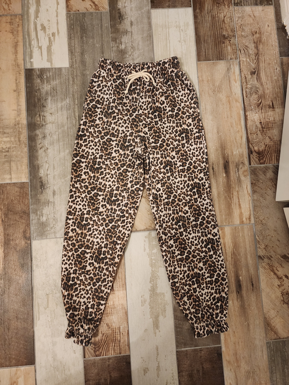 Leopard Print Joggers - Brown/Cream Animal Print Size XS